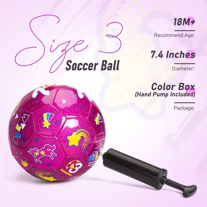 ZOOJOY Size 3 Soccer Ball Girls  Kids Pink Soccer Ball  Unicorn Soccer Ball Gift for Toddlers with Pump  Outdoor/Indoor Play Toys for Baby Girls Boys Ages 2 3 4 5 6 7 8 - Image 2